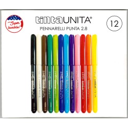 Scatola 12 pennarelli punta sottile 2.8Tinta Unita
