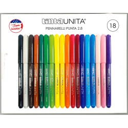 Scatola 18 pennarelli 2.8 Tinta Unita