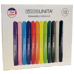 Scatola 12 pennarelli punta 6.0 Tinta Unita