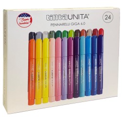Scatola 24 pennarelli punta 6.0 Tinta Unita
