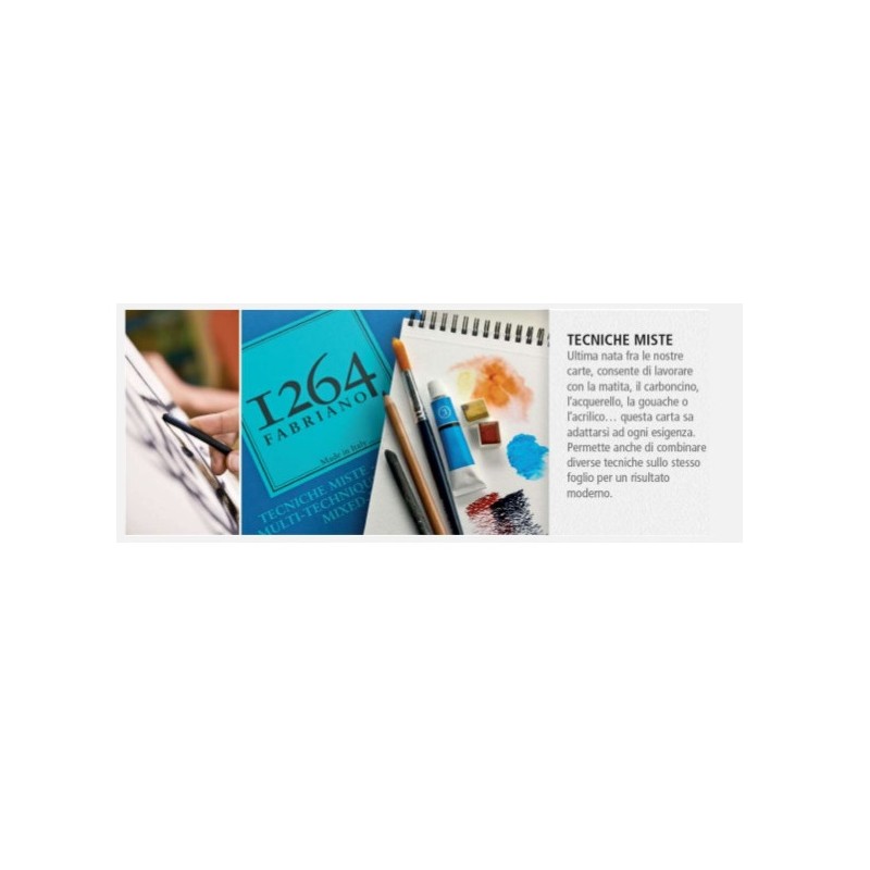 Blocco spiralato 1264 tecniche miste 30fg 300gr A4 Fedrigoni-Fabriano | Blocchi - Carta 