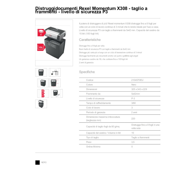 Distruggidocumenti Rexel X308 Momentum Acco-Esselte | Frammento 