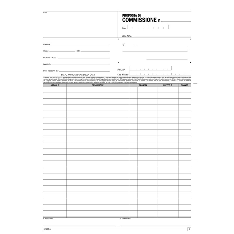 Copia commissione 21x30 2 copie 16721C000 Data ufficio | Varie 