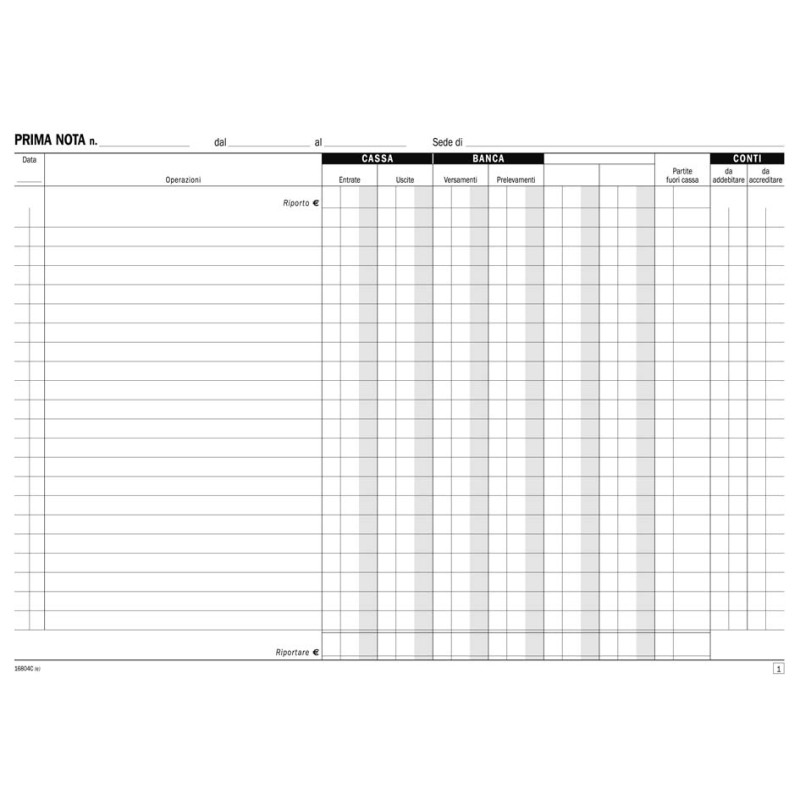 Prima nota cassa/banca 16804C000 Data ufficio | Contabilità e Società 