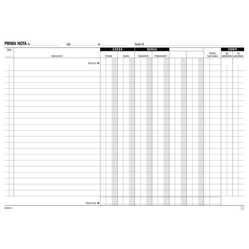Prima nota cassa/banca 16804C000 Data ufficio | Contabilità e Società 