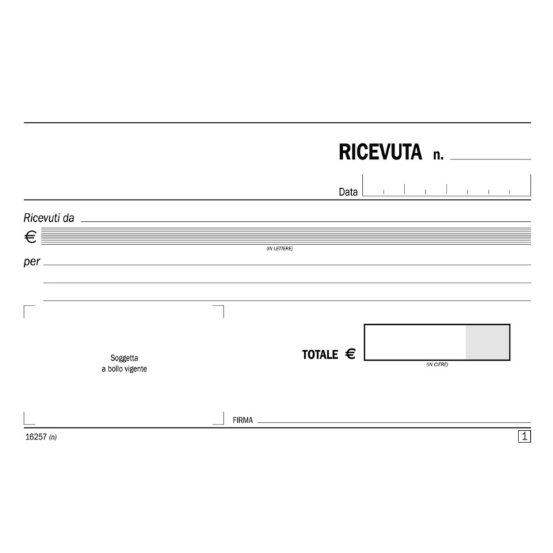 Ricevute generiche 17x10 162570000 Data ufficio | Contabilità e Società 