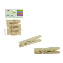 Blister 24 mini mollette in legno naturale 48mm
