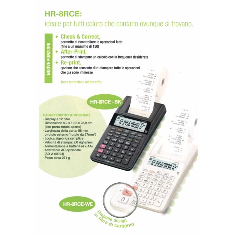 Calcolatrice scrivente Casio HR8CE 2 cifre Casio | Scriventi 