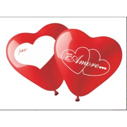 Busta 20 Palloncini Cuore rossi con messaggio D26