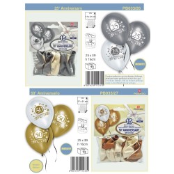 Bs 15 Palloncini medi METAL 25° - 50° ANNIVERSARIO