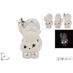 Babbo Natale bn ceramica c/luci h15 3 sog