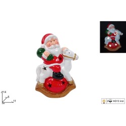 Babbo Natale su cavallo a dondolo h14 c/luci