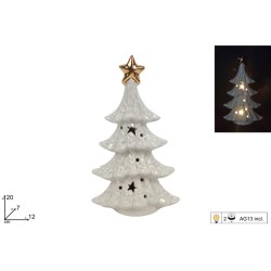 Albero ceramica bianca c/luci - h20
