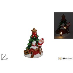 Albero c/casetta e babbo + luci h14
