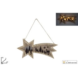 Cometa legno paesaggio c/luci 18x37