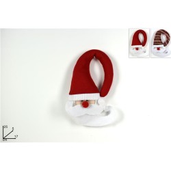 Per maniglia Viso Babbo Nat. tessuto 2 colori 30cm