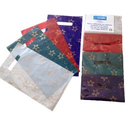 Cf.100 Shopper Manico Fagiolo 35x50 Stelle 4 col