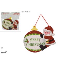 Dietroporta  Cartoncino Babbo Natale con sfera h23