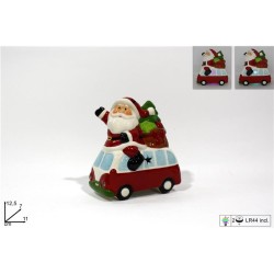 Babbo Natale sul pullmino cm12x11x7 - led cambiaco