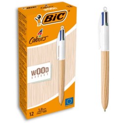 Penna a sfera Bic 4 Colours Wood effetto legno