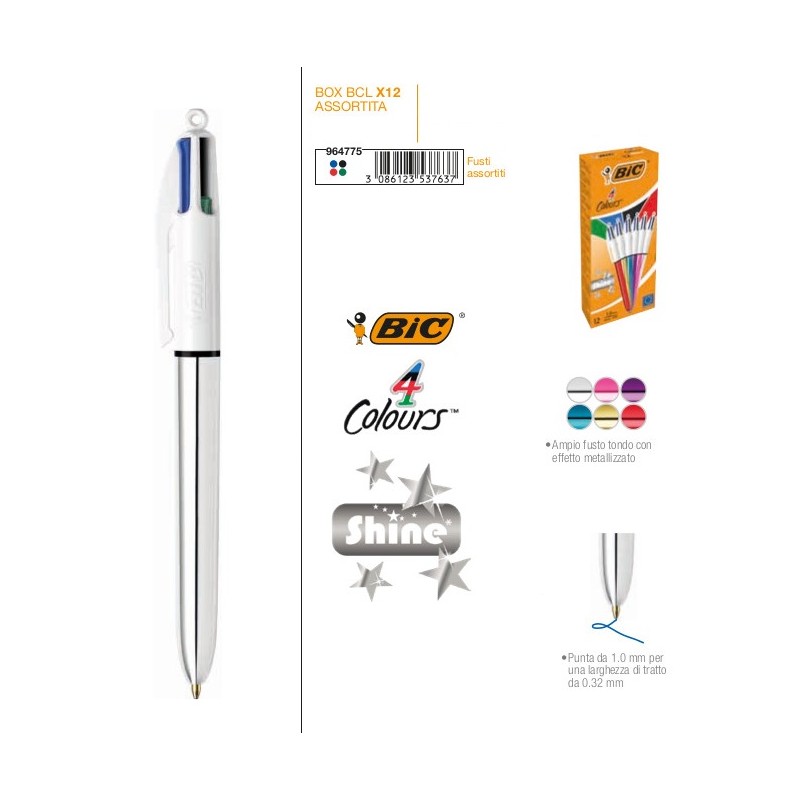 Bic 4 Colours Shine fusto metal e colori assortiti Bic | Penne 4 colori e multifunzione 