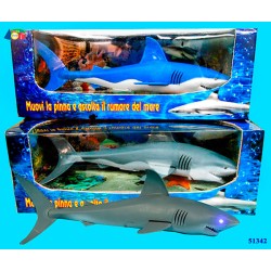 Squalo con movimento e suono in scatola