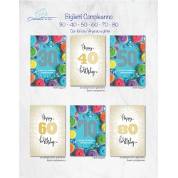 Scatola 12 Biglietti Compleanno DECENNI 2sog 12x18