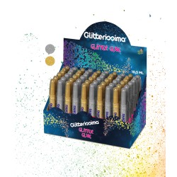 Esp 60 tubetti Glitter Glue 10,5ml - 30 OR + 30 AG
