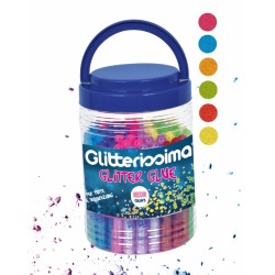 Barattolo 50 tubetti Glitter Glue 10,5ml neon ass.