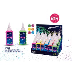 Ass.to 24 bottiglie Glitter Glue 35 ml colori neon