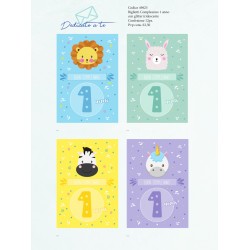 Sc.12 Bigl.1° COMPLEANNO ANIMALI 4 sogg glit 12x18