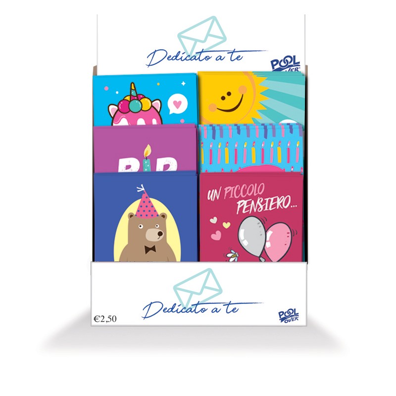 Conf.24 Biglietti auguri 12X17 - 8 soggetti Pool Over - Tinta Unita | Auguri 