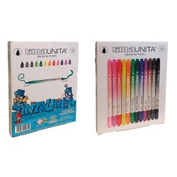 Scatola 12 Pennarelli Tinta Unita Brush Bi-Punta